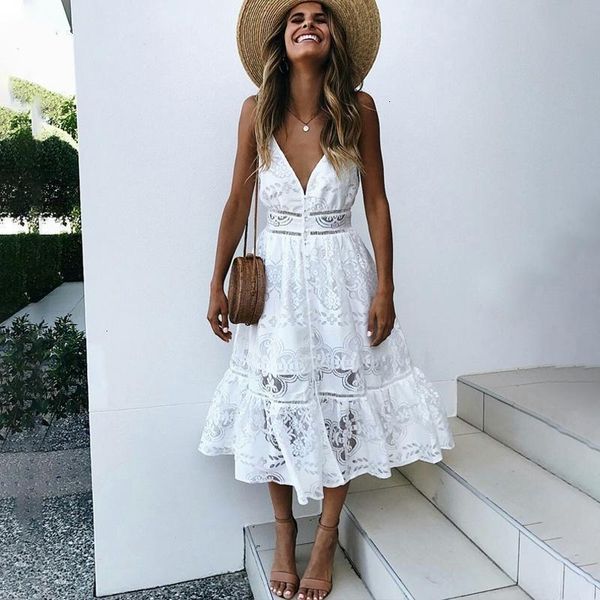 2021 new v neck lace summer women strap button casual beach white female streetwear backless long vestidos ufil, Black;gray
2021 new v neck lace summer women strap button casual beach white female streetwear backless long vestidos ufil, Black;gray