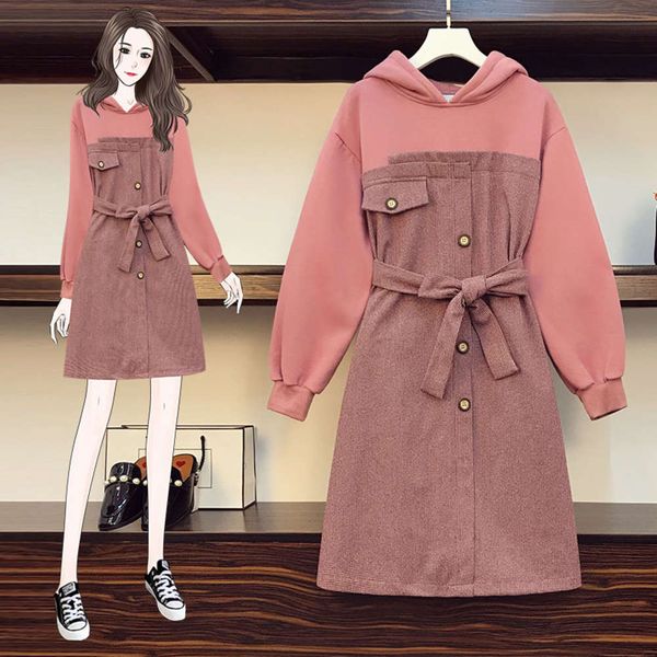 big size women's fat sister dress 2020 new hooded sweater fashion temperament tweed plush thickened skirt, Black;gray
big size women's fat sister dress 2020 new hooded sweater fashion temperament tweed plush thickened skirt, Black;gray