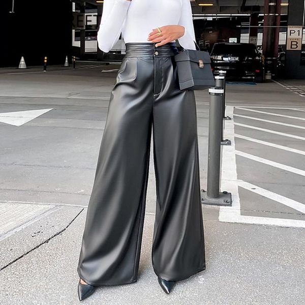 casual black pu faux leather high waist wide leg pants 2021 women street button zippers loose trousers outfits women's & capris, Black;white
casual black pu faux leather high waist wide leg pants 2021 women street button zippers loose trousers outfits women's & capris, Black;white