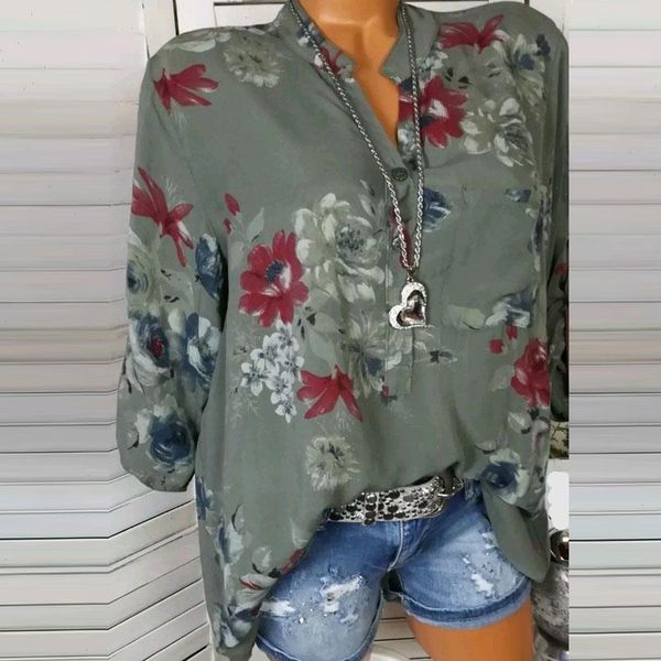 2021 new womens shirts blouse spring summer tunic blue v neck long sleeve shirt female shirt print women blouses plus size, White
2021 new womens shirts blouse spring summer tunic blue v neck long sleeve shirt female shirt print women blouses plus size, White
