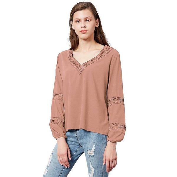 women's t-shirt summer chiffon shirt v-neck long-sleeved cutout clothing loose casual, White
women's t-shirt summer chiffon shirt v-neck long-sleeved cutout clothing loose casual, White