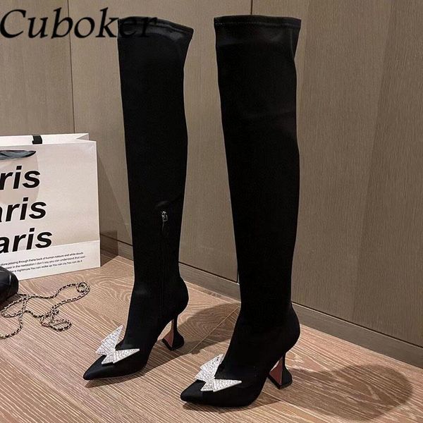 boots satin over the knee crystal butterfly high heels women zip pointed toe goblet female botas party shoes winter, Black
boots satin over the knee crystal butterfly high heels women zip pointed toe goblet female botas party shoes winter, Black