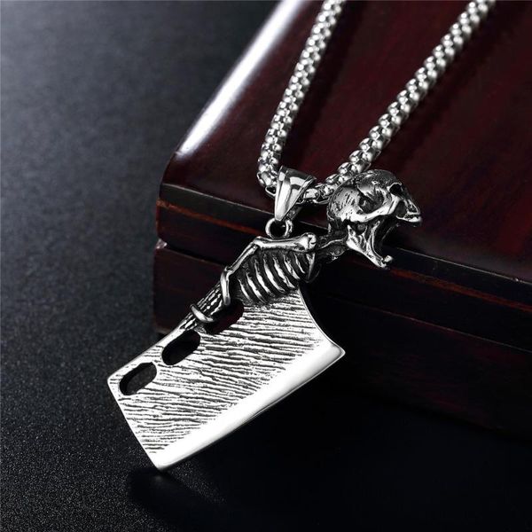 pendant necklaces gothic kitchen knife skull necklace men punk hip hop stainless steel biker chain fashion jewelry gift, Silver
pendant necklaces gothic kitchen knife skull necklace men punk hip hop stainless steel biker chain fashion jewelry gift, Silver