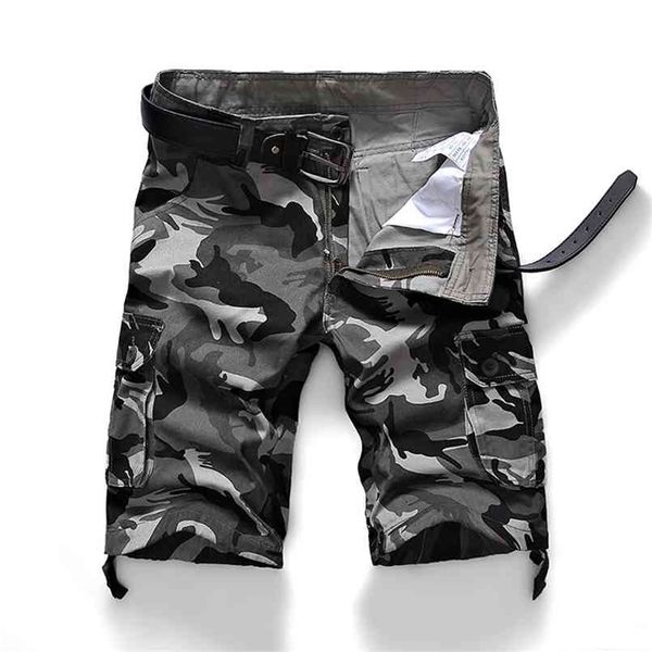 camouflage camo cargo shorts men summer casual cotton multi-pocket loose army military tactical plus size 44 210806, White;black