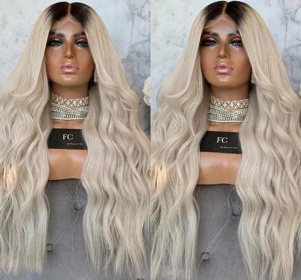 long ombre blonde lace front synthetic wigs with dark roots body wave wig brazilian hair heat resistant, Black
long ombre blonde lace front synthetic wigs with dark roots body wave wig brazilian hair heat resistant, Black