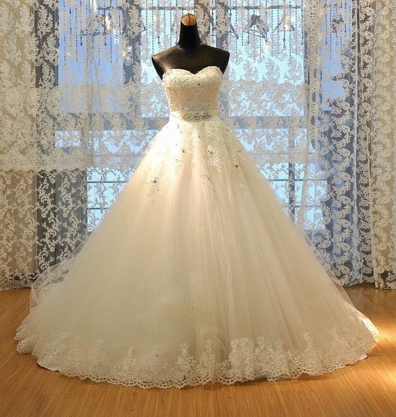2021 new luxury crystal belt lace a line shiny sweetheart wedding es plus size bridal gown ucbx, White
2021 new luxury crystal belt lace a line shiny sweetheart wedding es plus size bridal gown ucbx, White