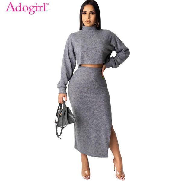 two piece dress adogirl 2021 trendy solid casual set turtleneck long sleeve crop sweater size slit bodycon midi skirt suit, White
two piece dress adogirl 2021 trendy solid casual set turtleneck long sleeve crop sweater size slit bodycon midi skirt suit, White