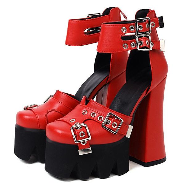 dress shoes fashion summer women's sandals platform punk high heels ladies party large size straps buckle red, Black
dress shoes fashion summer women's sandals platform punk high heels ladies party large size straps buckle red, Black