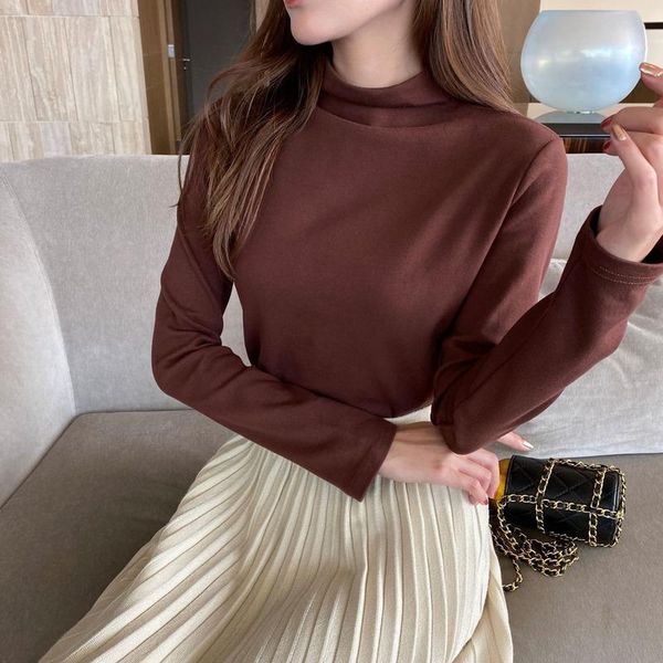 women's t-shirt winter clothes long sleeve women vintage solid stand collar shirts for casual, White
women's t-shirt winter clothes long sleeve women vintage solid stand collar shirts for casual, White
