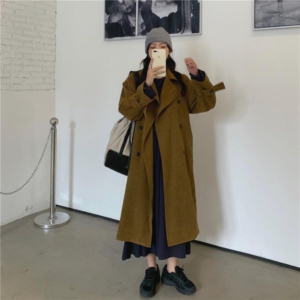 women's trench coats fashion brand women coat long double-breasted belt brown lady clothes autumn spring outerwear oversize quality, Tan;black
women's trench coats fashion brand women coat long double-breasted belt brown lady clothes autumn spring outerwear oversize quality, Tan;black