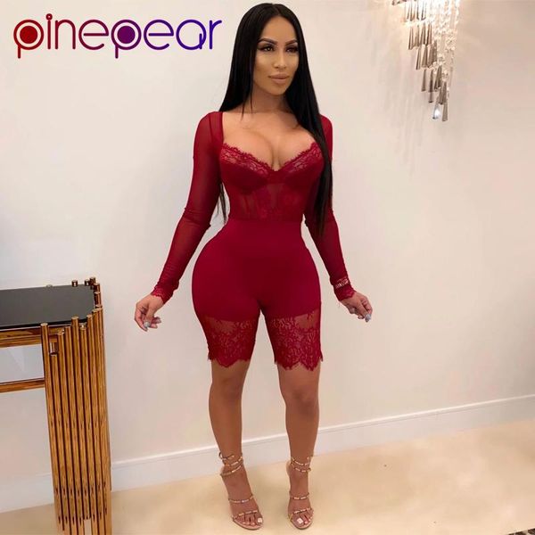 women's jumpsuits & rompers pinepear lace bodysuit long sleeve mesh see through jumpsuit women v-neck bodycon romper black playsuit 202, Black;white
women's jumpsuits & rompers pinepear lace bodysuit long sleeve mesh see through jumpsuit women v-neck bodycon romper black playsuit 202, Black;white