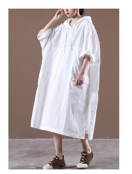 female new spring and summer korean style plus size literary drawstring hooded large three-quarter sleeve loose dress, Black;gray
female new spring and summer korean style plus size literary drawstring hooded large three-quarter sleeve loose dress, Black;gray