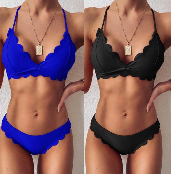 women's swimwear solid color ruffled push-up bikini beach ladies brazilian 2021 halter split set mujer, White;black
women's swimwear solid color ruffled push-up bikini beach ladies brazilian 2021 halter split set mujer, White;black