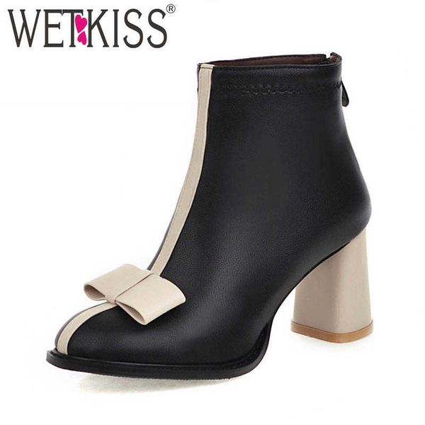 wetkiss high heels boots women bow-knot ankle boot pu shoes female stitching shoes ladies zip round toe shoes winter 210630, Black
wetkiss high heels boots women bow-knot ankle boot pu shoes female stitching shoes ladies zip round toe shoes winter 210630, Black