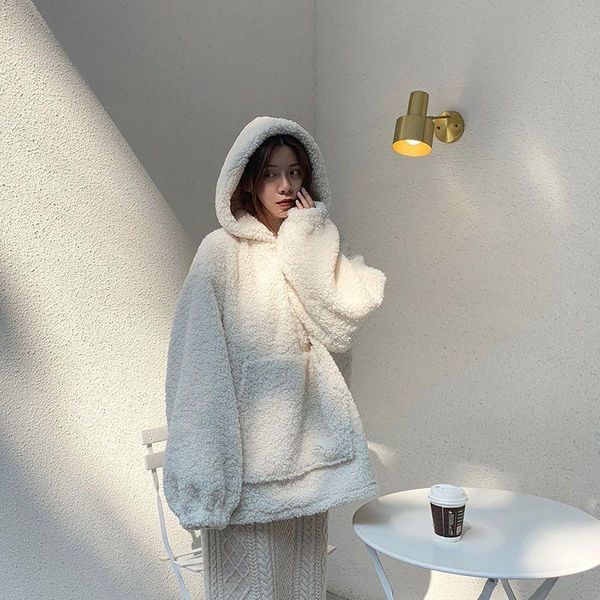 women's wool & blends jackets woman winter clothes solid pullover coats fashion student thick plus velvet imitation lamb fluffy cute ca, Black
women's wool & blends jackets woman winter clothes solid pullover coats fashion student thick plus velvet imitation lamb fluffy cute ca, Black