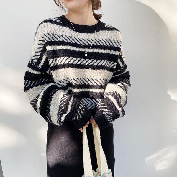 women's sweaters women geometric knitted sweater casual loose lady pullover female autumn winter retro jumper, White;black
women's sweaters women geometric knitted sweater casual loose lady pullover female autumn winter retro jumper, White;black