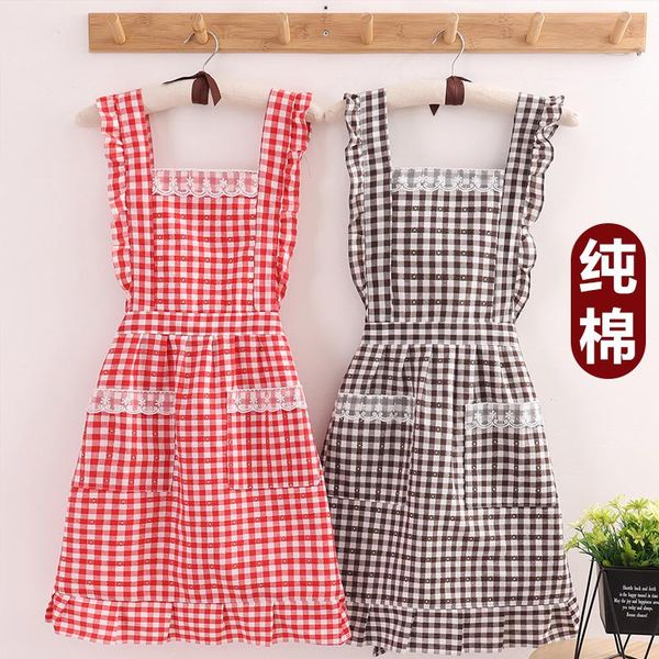 cotton double layer lace princess dress apron women