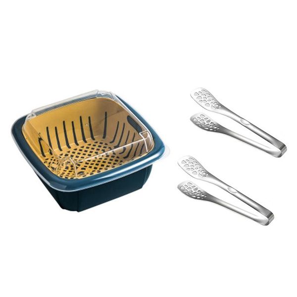 1x yellow multifunctional refrigerator sealed drain fresh-keeping box & 2x kitchen tongs/ tongs/grill tongs
1x yellow multifunctional refrigerator sealed drain fresh-keeping box & 2x kitchen tongs/ tongs/grill tongs