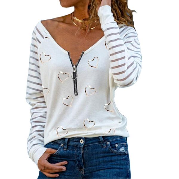women's blouses & shirts elegant v neck long sleeve zipper blouse woman heart print casual 2021 fashion streetwear women pullover 3xl, White
women's blouses & shirts elegant v neck long sleeve zipper blouse woman heart print casual 2021 fashion streetwear women pullover 3xl, White