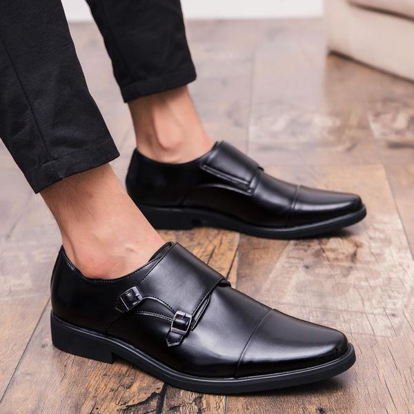 

dress shoes fashion leather men shoe 2021 formal classic oxfords business big size hv-012, Black