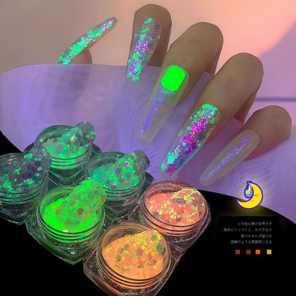 nail glitter 6pcs set luminous sequin net red mixed size glow in the dark powder decoration art manicure deco salon diy, Silver;gold
nail glitter 6pcs set luminous sequin net red mixed size glow in the dark powder decoration art manicure deco salon diy, Silver;gold