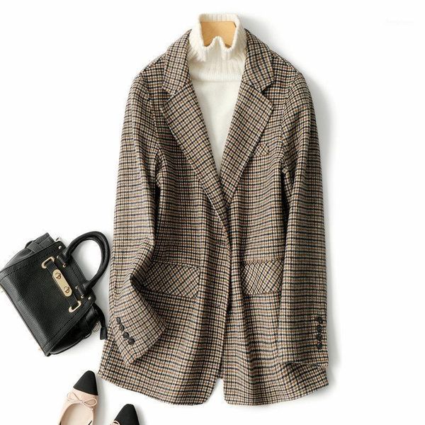 women's wool & blends autumn winter 2021 plaid double faced cloth suit cashmere coat short korean high end overcoat, Black
women's wool & blends autumn winter 2021 plaid double faced cloth suit cashmere coat short korean high end overcoat, Black