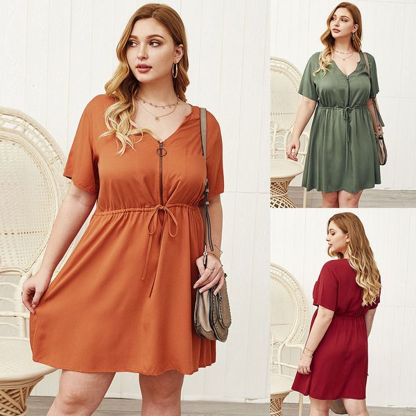 2021 plus summer casual solid women v neck short sleeve elastic waist mini party ladies work es new 2gx7, Black;gray
2021 plus summer casual solid women v neck short sleeve elastic waist mini party ladies work es new 2gx7, Black;gray