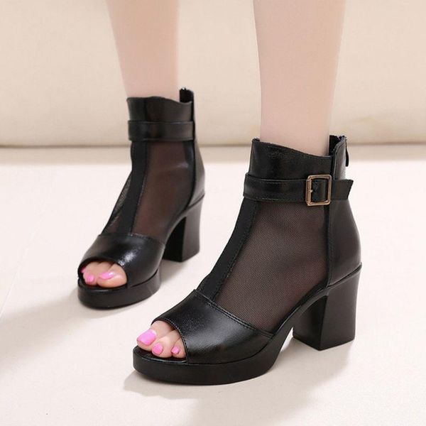 sandals 2021 spring mesh fish mouth thick heel high breathable women's, Black
sandals 2021 spring mesh fish mouth thick heel high breathable women's, Black