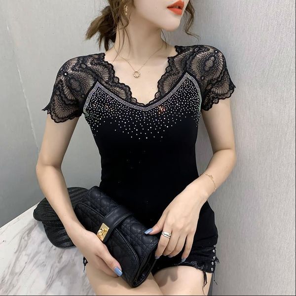 women t shirt 2021 new summer short sleeve lace fashion casual v neck lace patchwork women and shirt blusas, White
women t shirt 2021 new summer short sleeve lace fashion casual v neck lace patchwork women and shirt blusas, White