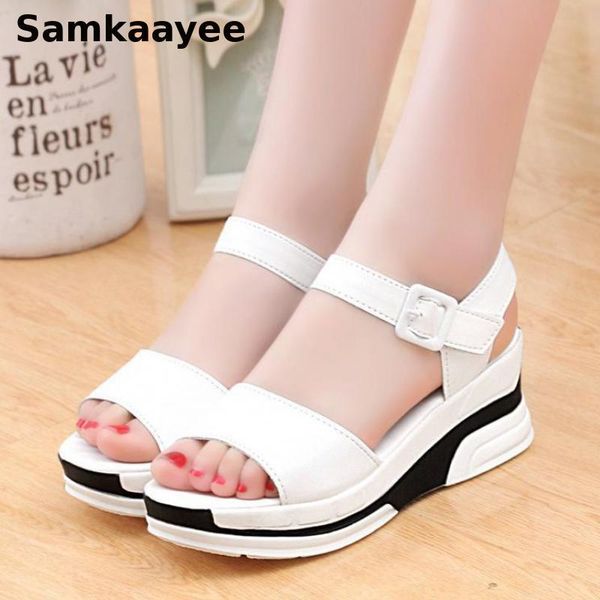 size 35-40 womens sandals summer female leather 5.5cm high heels shoes platform peep toe pumps thick bottom wedges zapatos y25, Black
size 35-40 womens sandals summer female leather 5.5cm high heels shoes platform peep toe pumps thick bottom wedges zapatos y25, Black