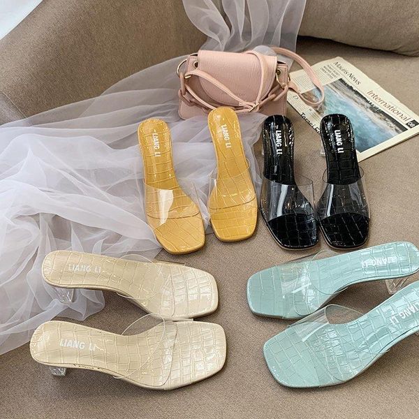 transparent slippers shoes woman 2021 square heel luxury slides jelly flip flops heeled mules pantofle block designer glitter hi, Black
transparent slippers shoes woman 2021 square heel luxury slides jelly flip flops heeled mules pantofle block designer glitter hi, Black