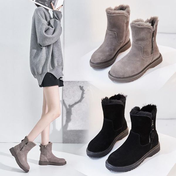 boots genuine leather women winter warm snow faux fur shoes platform flat fashion casual ankle zip 2021, Black
boots genuine leather women winter warm snow faux fur shoes platform flat fashion casual ankle zip 2021, Black