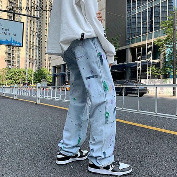 men's pants high street white graffiti splash jeans fashion straight loose 2021 american casual long male, Black
men's pants high street white graffiti splash jeans fashion straight loose 2021 american casual long male, Black