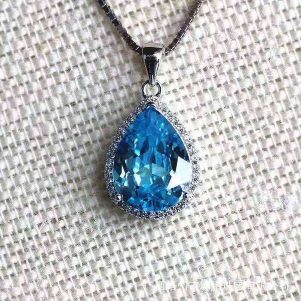 pear shaped navy blue pendant 925 pure silver water drop stone girl style color fashion durable clavicle necklace for women, Black
pear shaped navy blue pendant 925 pure silver water drop stone girl style color fashion durable clavicle necklace for women, Black