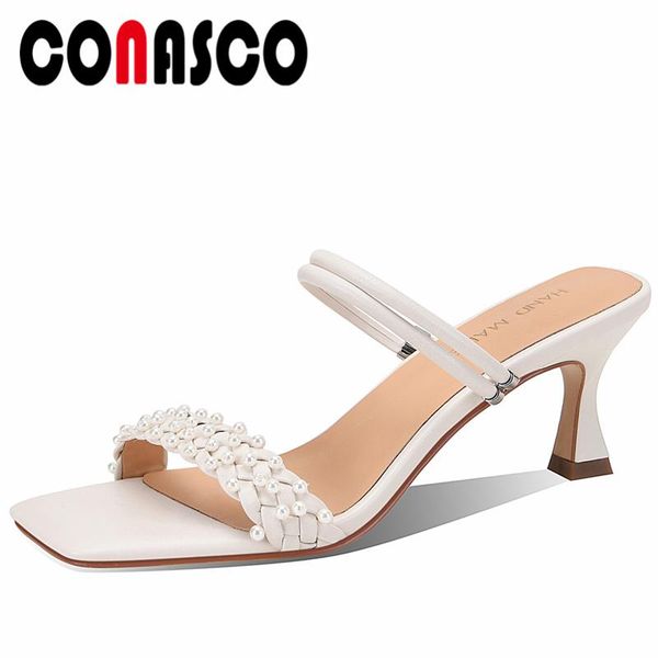 dress shoes conasco women sandals 2021 arrival summer slippers fashion pearl weave high heels party casual woman pumps, Black
dress shoes conasco women sandals 2021 arrival summer slippers fashion pearl weave high heels party casual woman pumps, Black