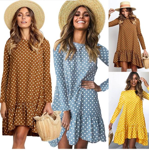 casual dresses kalenmos fashion polka dot dress woman ruffled long-sleeved round neck loose streetwear women summer clothing, Black;gray
casual dresses kalenmos fashion polka dot dress woman ruffled long-sleeved round neck loose streetwear women summer clothing, Black;gray