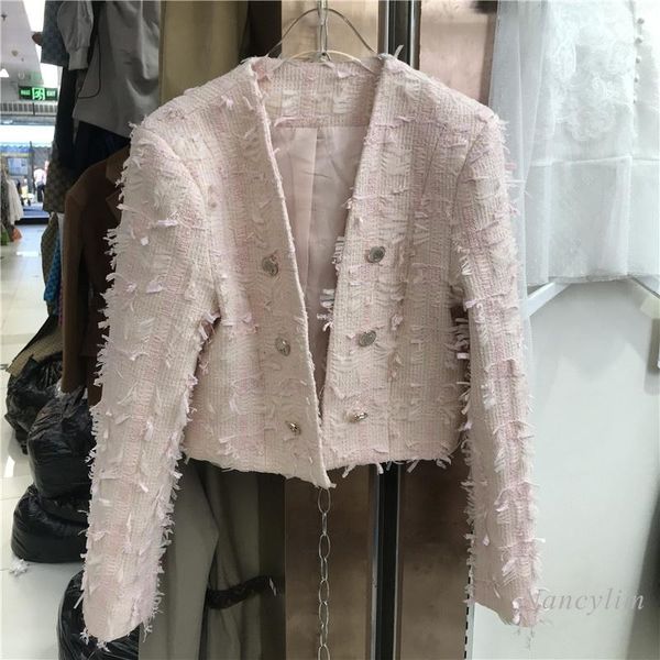 women's jackets 2021 autumn pink jacket korean fashion short temperamental tweed coat lady chic slim fit, Black;brown
women's jackets 2021 autumn pink jacket korean fashion short temperamental tweed coat lady chic slim fit, Black;brown