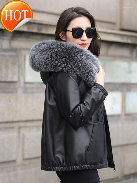 detachable short leather down jacket, sheepskin coat, haining fur collar fur, in winter 2021 women's & faux, Black
detachable short leather down jacket, sheepskin coat, haining fur collar fur, in winter 2021 women's & faux, Black