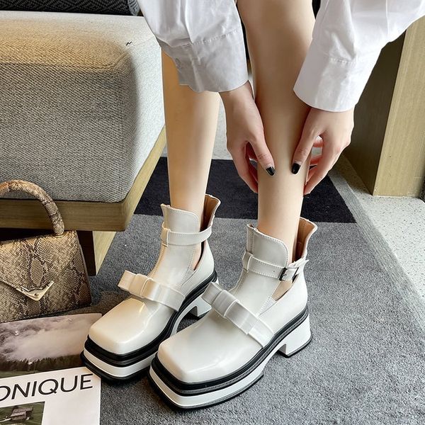 zhao ruth's same small leather women's 2021 bottom square head thick heel mary jane sho short boot, Black
zhao ruth's same small leather women's 2021 bottom square head thick heel mary jane sho short boot, Black