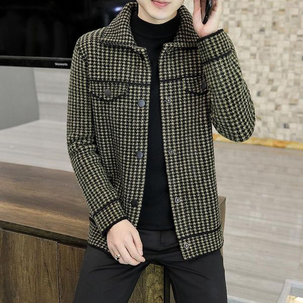 men's wool & blends 2021 winter plaid jacket men thicked knit casual business trench coat imitation mink velvet streetwear overcoat, Black
men's wool & blends 2021 winter plaid jacket men thicked knit casual business trench coat imitation mink velvet streetwear overcoat, Black