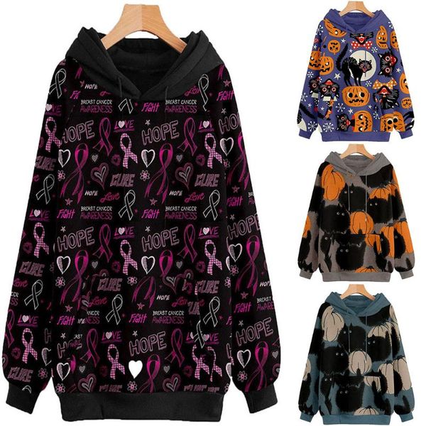 women's hoodies & sweatshirts autumn and winter 2021 halloween pumpkin print long sleeve hooded loose sweater, Black
women's hoodies & sweatshirts autumn and winter 2021 halloween pumpkin print long sleeve hooded loose sweater, Black