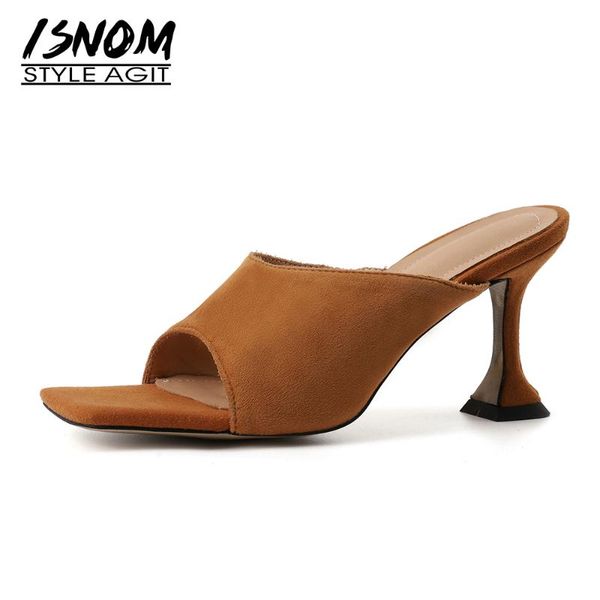 isnom 2021 new women slippers genuine leather slippers square peep toe kid suede slip on casual summer shoes, Black
isnom 2021 new women slippers genuine leather slippers square peep toe kid suede slip on casual summer shoes, Black