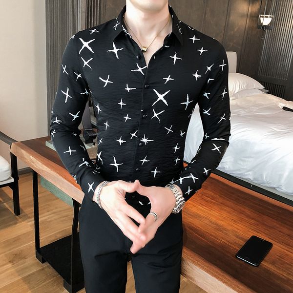 star printed male shirt 2021 lean fall fit casual shirts sleeve long club tux dress superior men's clothes 7vei, White;black
star printed male shirt 2021 lean fall fit casual shirts sleeve long club tux dress superior men's clothes 7vei, White;black