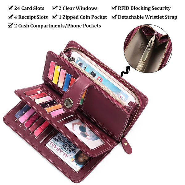 women long organizer wallet solid color hasp mini wallets womens bags wholesale credit card genuine leather black/red/grey qc51, Red;black
women long organizer wallet solid color hasp mini wallets womens bags wholesale credit card genuine leather black/red/grey qc51, Red;black