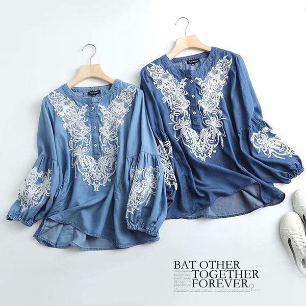women's blouses & shirts 2021 women shirt denim lantern sleeve embroidery tencel basic tees loose fashion classic spring ae410, White
women's blouses & shirts 2021 women shirt denim lantern sleeve embroidery tencel basic tees loose fashion classic spring ae410, White