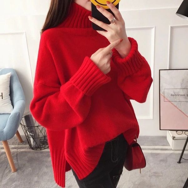woman's sweaters high collar looseleisure show thin fashion solid color winter, White;black 
woman's sweaters high collar looseleisure show thin fashion solid color winter, White;black