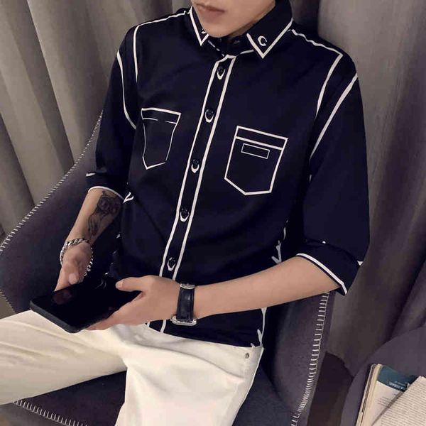 men's polos korean shirts for men summer slim fit streetwear social party nightclub short sleeve casual shirt camisa masculina n05, White;black
men's polos korean shirts for men summer slim fit streetwear social party nightclub short sleeve casual shirt camisa masculina n05, White;black