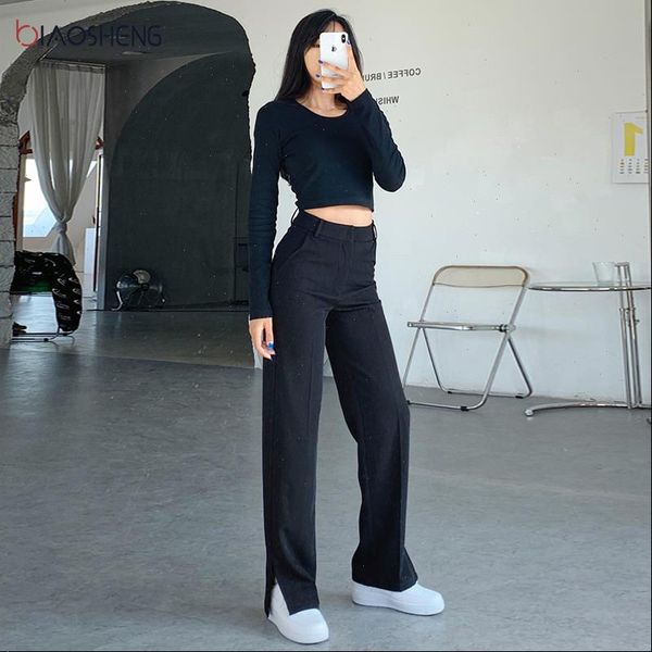 high waist suit fashion loose womens capri trousers wide leg full length plus size flare capris, Black;white
high waist suit fashion loose womens capri trousers wide leg full length plus size flare capris, Black;white