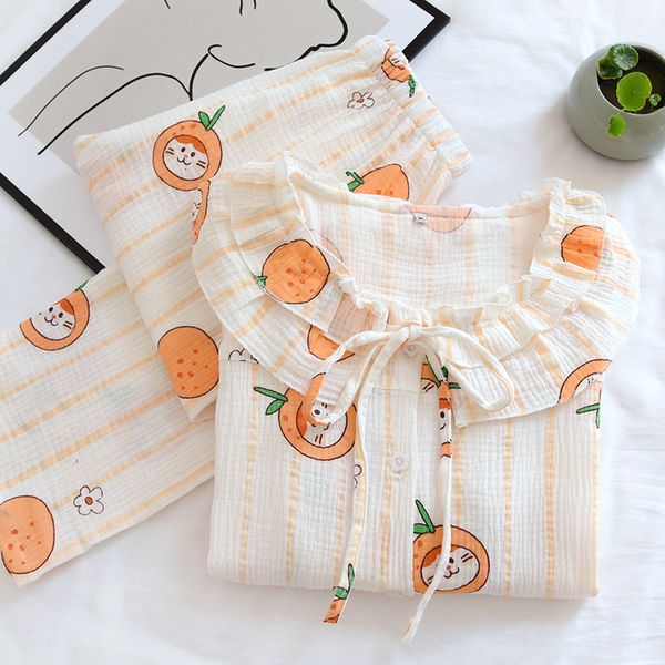 2021 japanese spring and autumn new style 100% cotton crepe cloth ladies pajamas long sleeve lace collar cute home service suit qfw9, Black;brown
2021 japanese spring and autumn new style 100% cotton crepe cloth ladies pajamas long sleeve lace collar cute home service suit qfw9, Black;brown