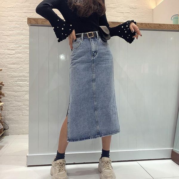 skirts long denim skirt women street wear high waist jeans with belt straight a-line pencil elegant summer 2021, Black
skirts long denim skirt women street wear high waist jeans with belt straight a-line pencil elegant summer 2021, Black